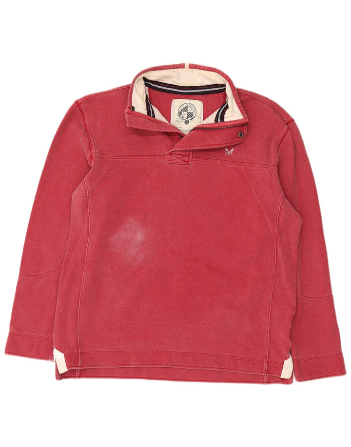 Crew Clothing Mens Zip Neck Sweatshirt Jumper Large Red Cotton