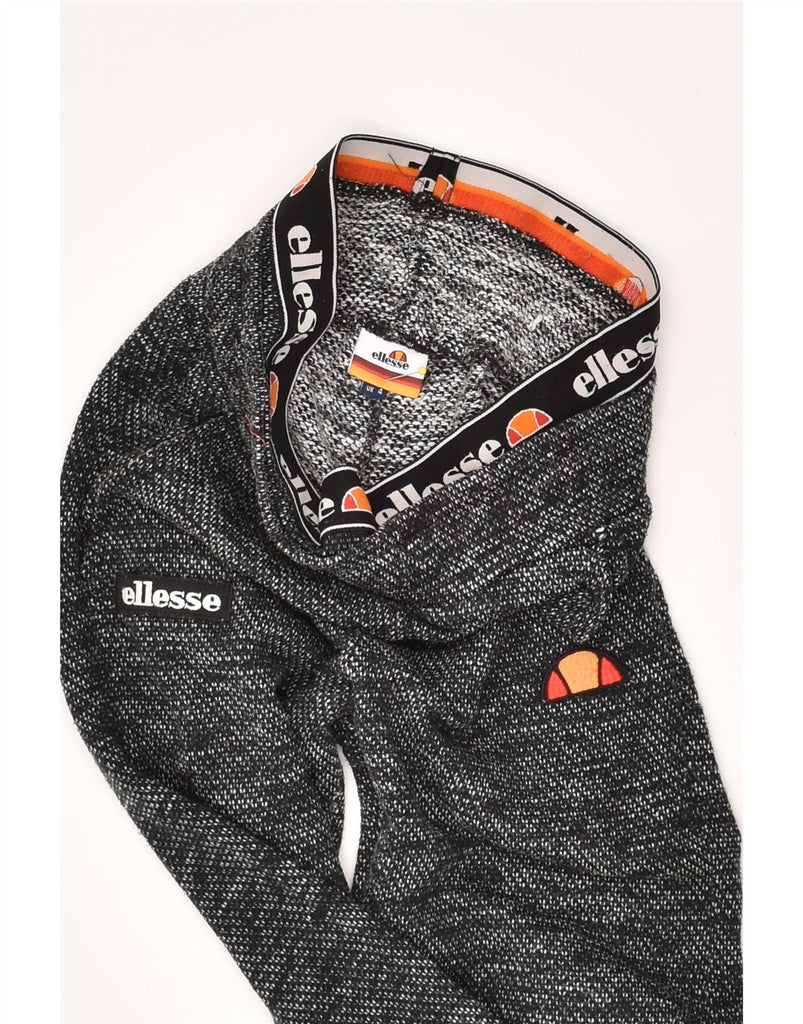 ELLESSE Womens High Waist Tracksuit Trousers Joggers UK 4 XS Black Flecked | Vintage Ellesse | Thrift | Second-Hand Ellesse | Used Clothing | Messina Hembry 