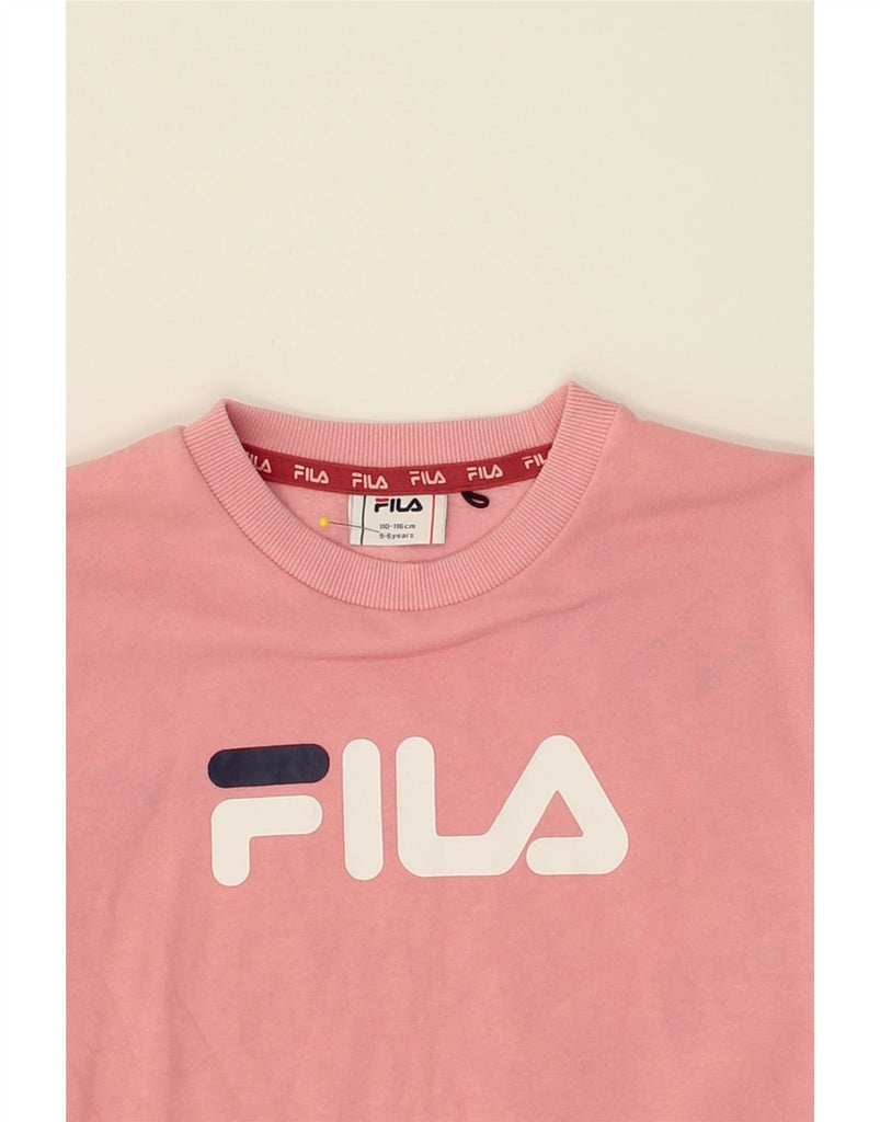 FILA Girls Graphic Sweatshirt Jumper Dress 5-6 Years Pink Cotton | Vintage Fila | Thrift | Second-Hand Fila | Used Clothing | Messina Hembry 