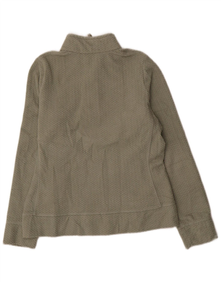 Marks & Spencer Womens Zip Neck Sweatshirt Jumper UK 12 Medium Khaki