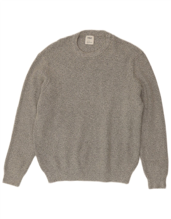 Marks & Spencer Mens Crew Neck Jumper Sweater Large Grey Polyamide