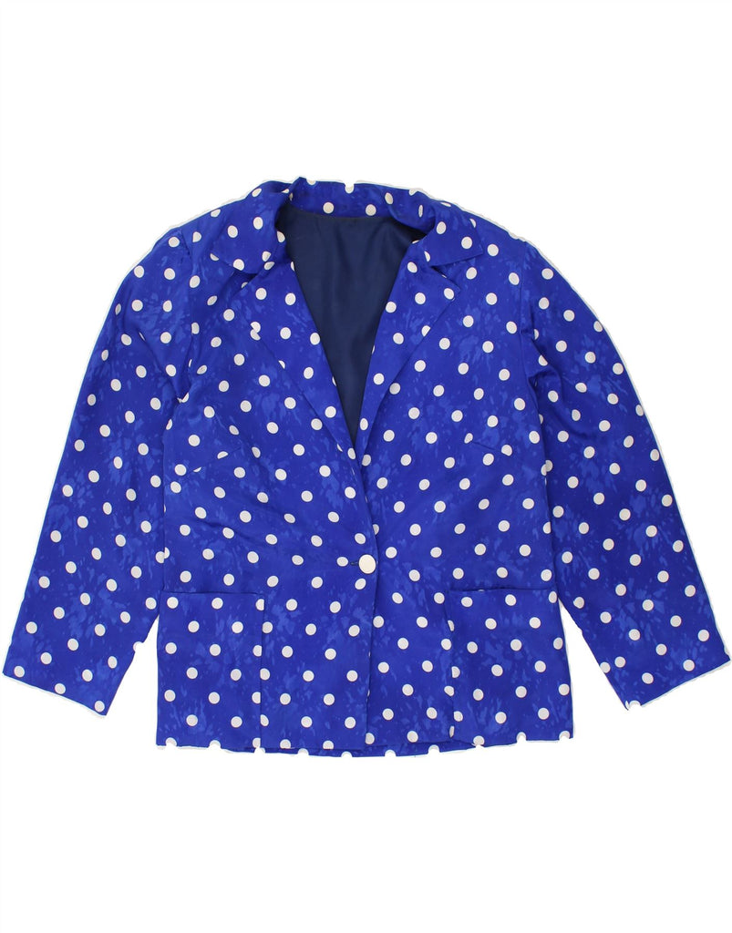 VINTAGE Womens 1 Button Blazer Jacket UK 16 Large Blue Spotted | Vintage Vintage | Thrift | Second-Hand Vintage | Used Clothing | Messina Hembry 