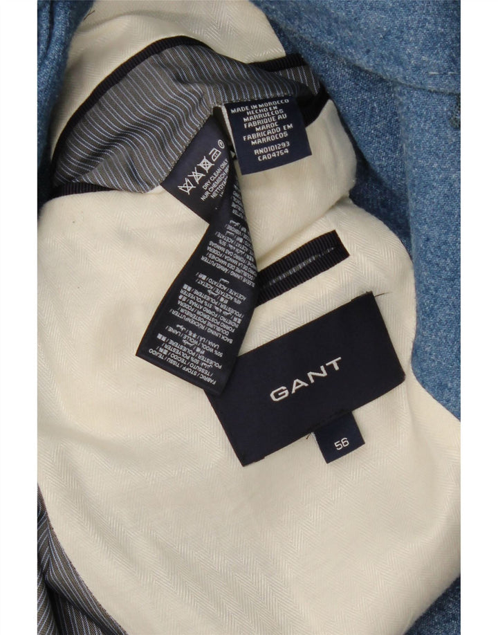 Gant Mens 3 Button Blazer Jacket IT 56 XL Blue Polyester