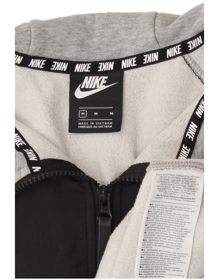 Nike Mens Graphic Zip Hoodie Sweater Medium Grey Colourblock Cotton