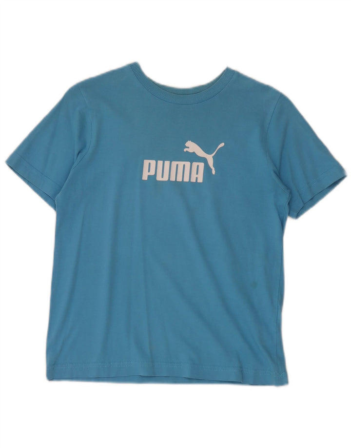 Puma Womens Graphic T-Shirt Top UK 12 Medium Blue Cotton