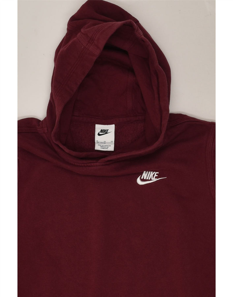 NIKE Girls Hoodie Jumper 13-14 Years XL Burgundy Cotton | Vintage Nike | Thrift | Second-Hand Nike | Used Clothing | Messina Hembry 