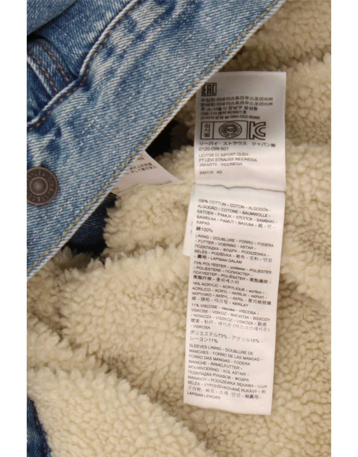 Levi's Mens Sherpa Denim Jacket UK 44 2XL Blue Cotton