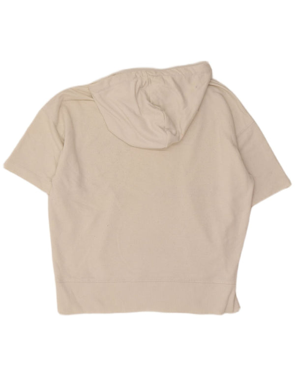 Zara Mens Short Sleeve Loose Fit Hoodie Jumper Small Off White Cotton