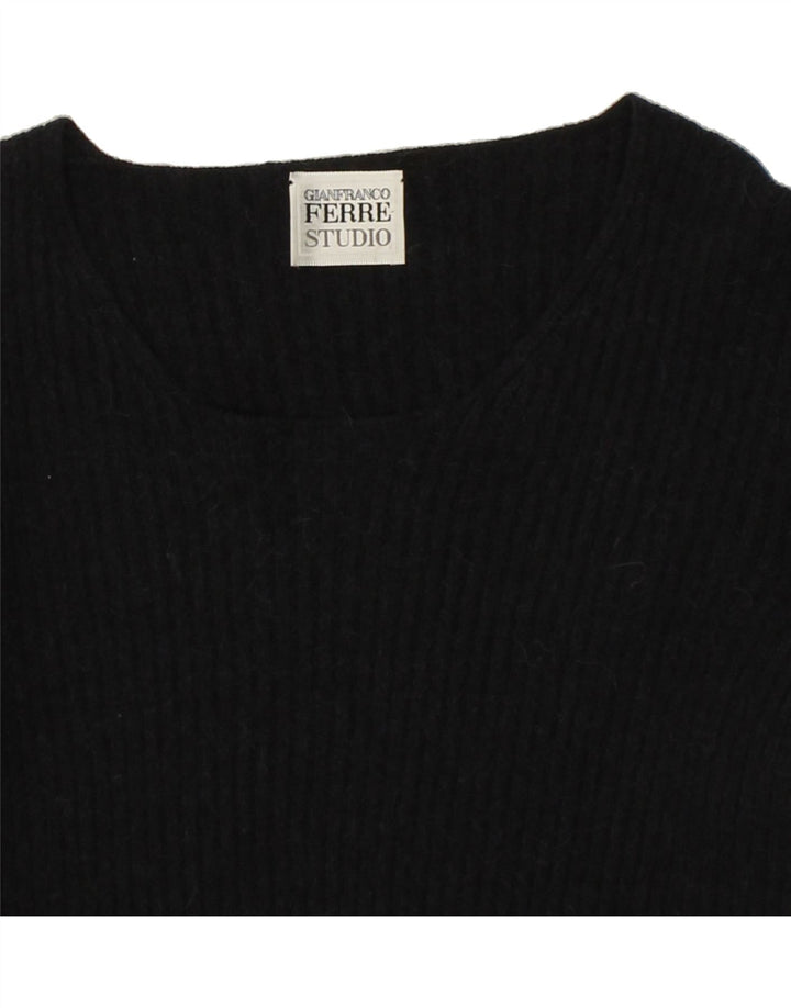 GIANFRANCO FERRE Womens Boat Neck Jumper Sweater UK 12 Medium Navy Blue Vintage Gianfranco Ferre and Second-Hand Gianfranco Ferre from Messina Hembry 