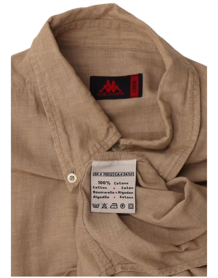 Kappa Mens Shirt Large Beige Cotton