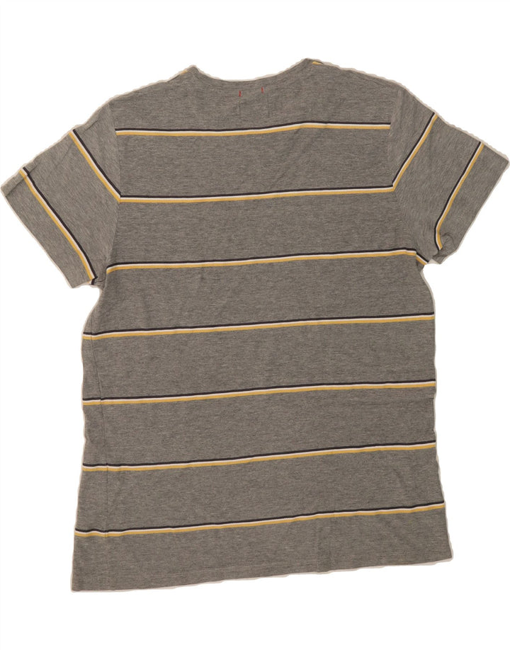 JACK & JONES Mens T-Shirt Top XL Grey Striped Cotton Vintage Jack & Jones and Second-Hand Jack & Jones from Messina Hembry 