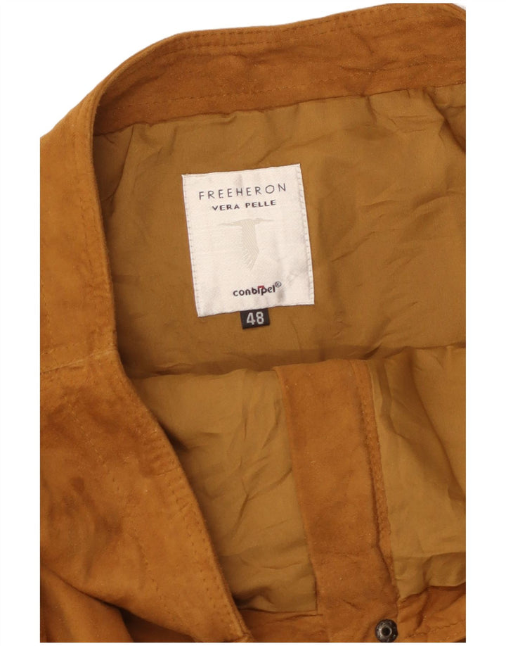 Conbipel Womens High Waist A-Line Skirt IT 48 XL W32 Brown Leather