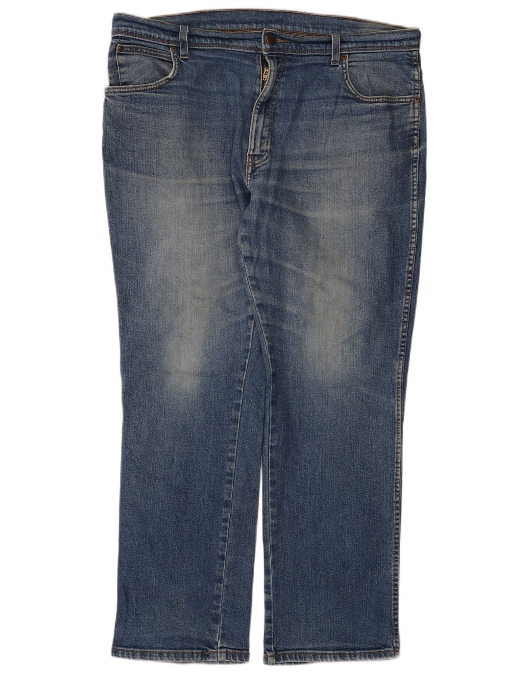 Wrangler Mens Regular Fit Straight Jeans W38 L30 Blue Cotton