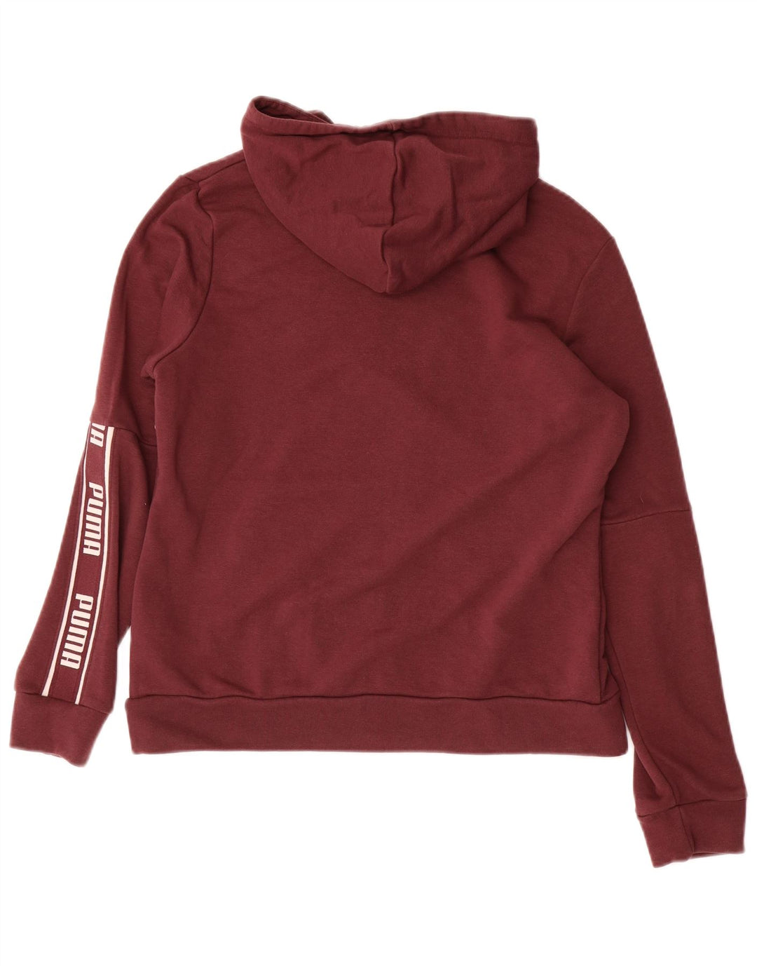 PUMA Womens Graphic Hoodie Jumper UK 14 Medium Burgundy Cotton