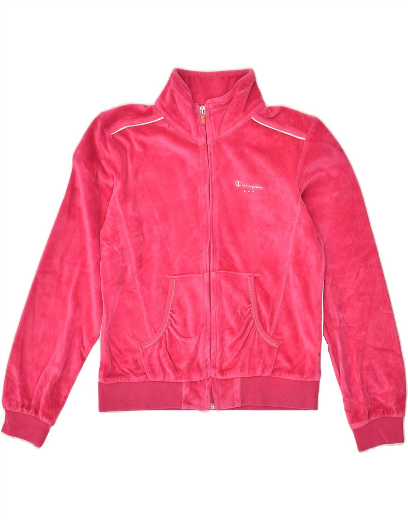 CHAMPION Girls Velour Tracksuit Top Jacket 9-10 Years Medium Pink | Vintage Champion | Thrift | Second-Hand Champion | Used Clothing | Messina Hembry 