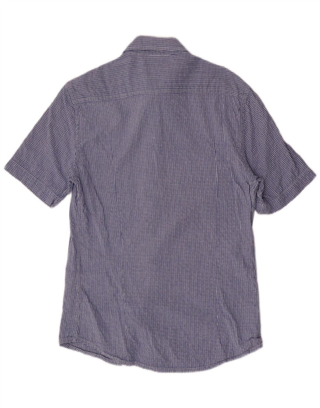 Kappa Mens Short Sleeve Regular Fit Shirt Small Blue Check Cotton