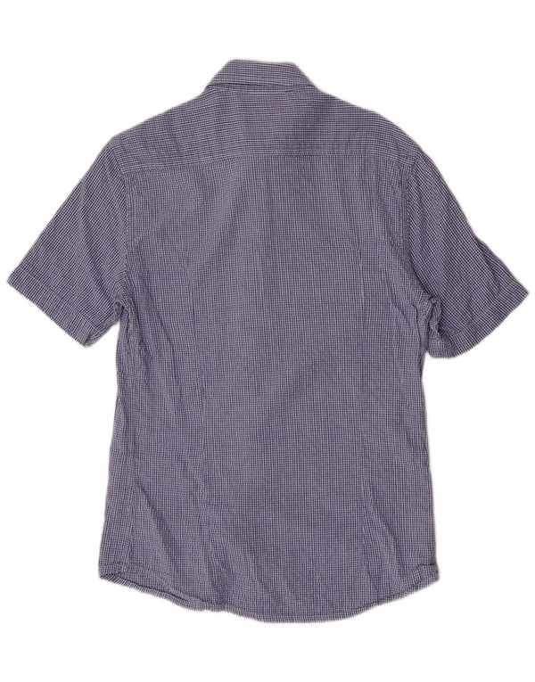 Kappa Mens Short Sleeve Regular Fit Shirt Small Blue Check Cotton