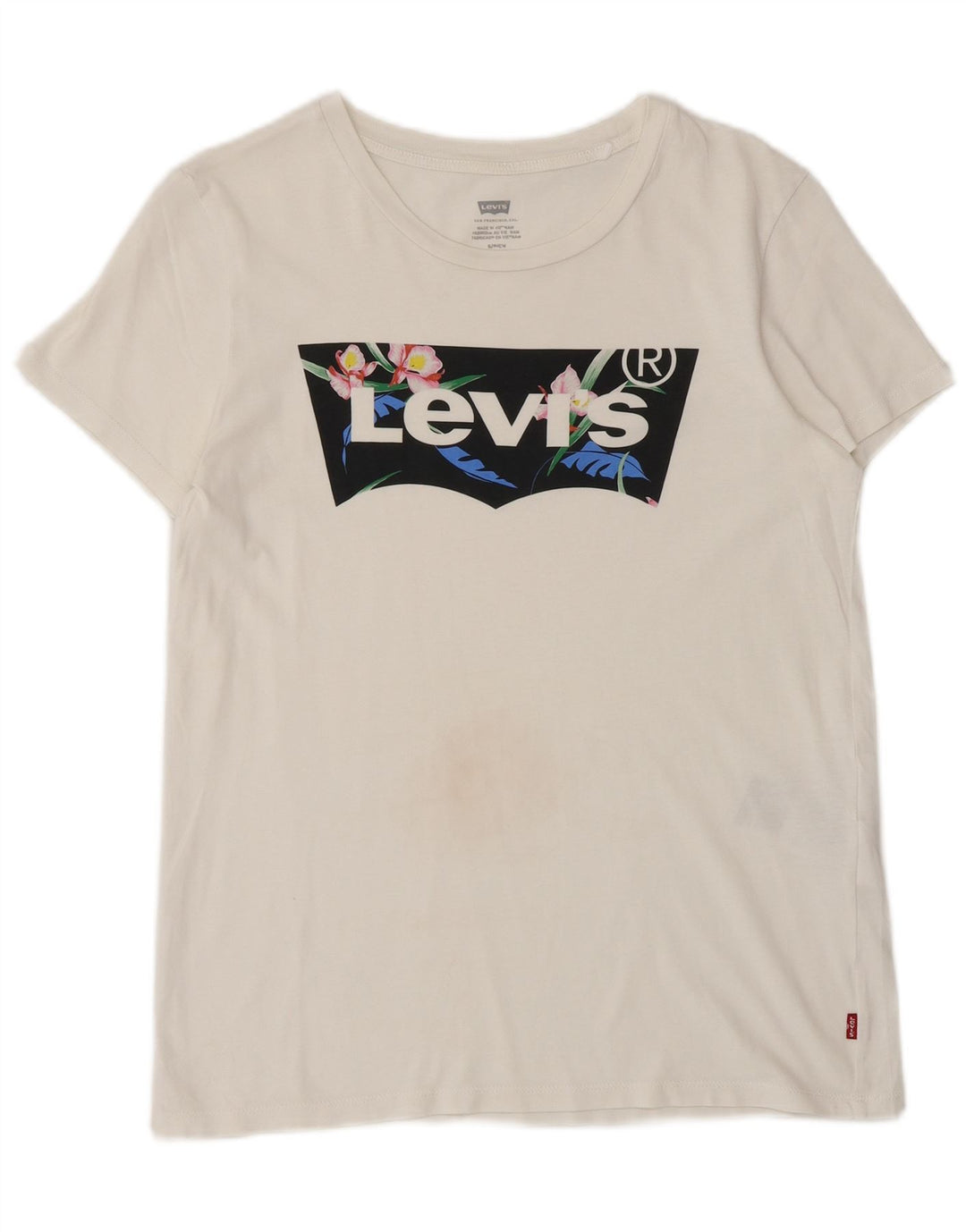 LEVI'S Mens Graphic T-Shirt Top Small White Cotton