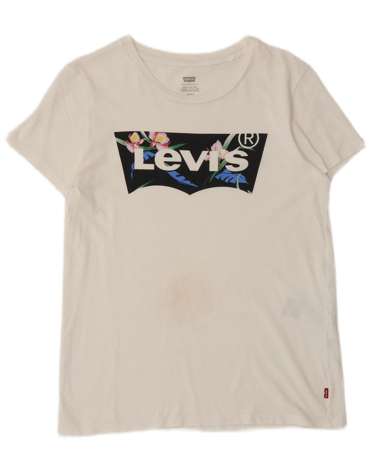 LEVI'S Mens Graphic T-Shirt Top Small White Cotton
