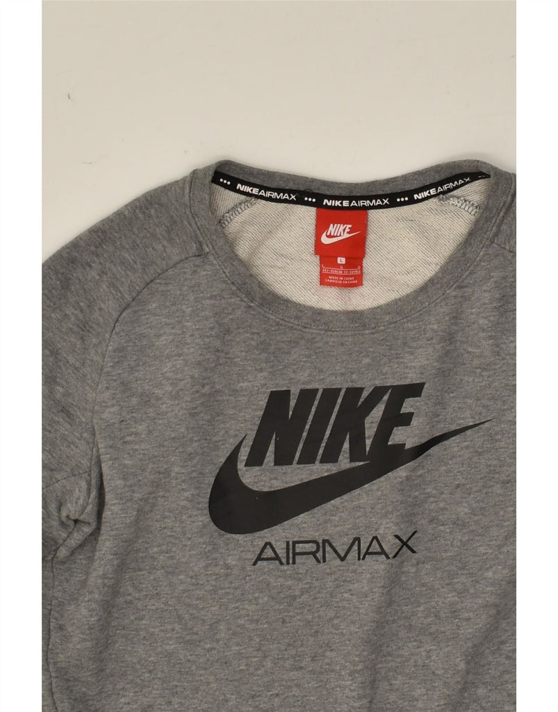 NIKE Boys Graphic Hoodie Jumper 12-13 Years Large  Grey Cotton | Vintage Nike | Thrift | Second-Hand Nike | Used Clothing | Messina Hembry 