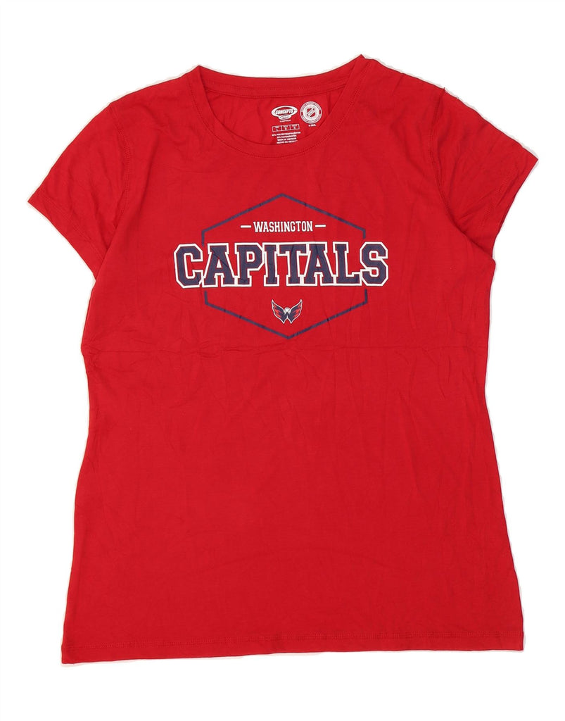 NHL Womens Washington Capitols Graphic T-Shirt Top UK 16 Large Red Vintage NHL and Second-Hand NHL from Messina Hembry 