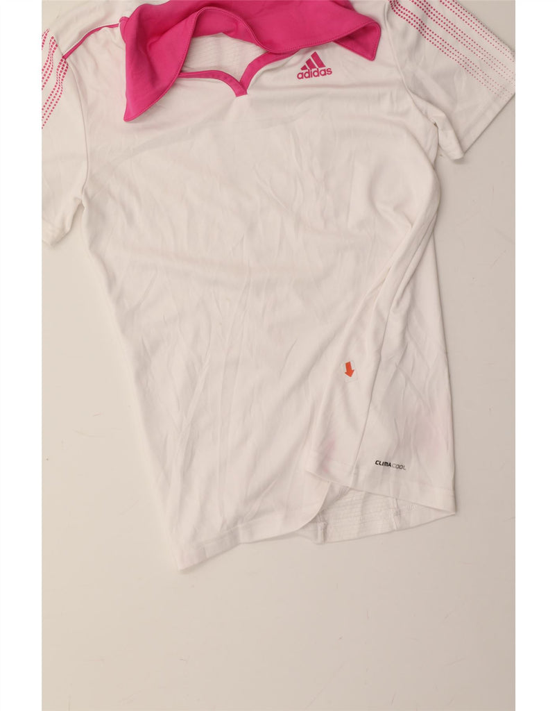 ADIDAS Girls Climacool Polo Shirt 13-14 Years  White Polyester Vintage Adidas and Second-Hand Adidas from Messina Hembry 