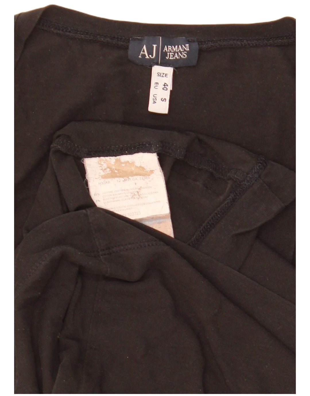 Armani Womens T-Shirt Top UK 10 Small Black Cotton