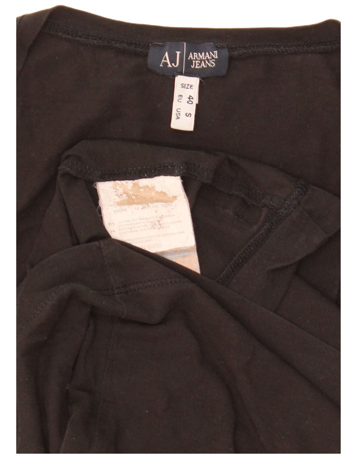 Armani Womens T-Shirt Top UK 10 Small Black Cotton