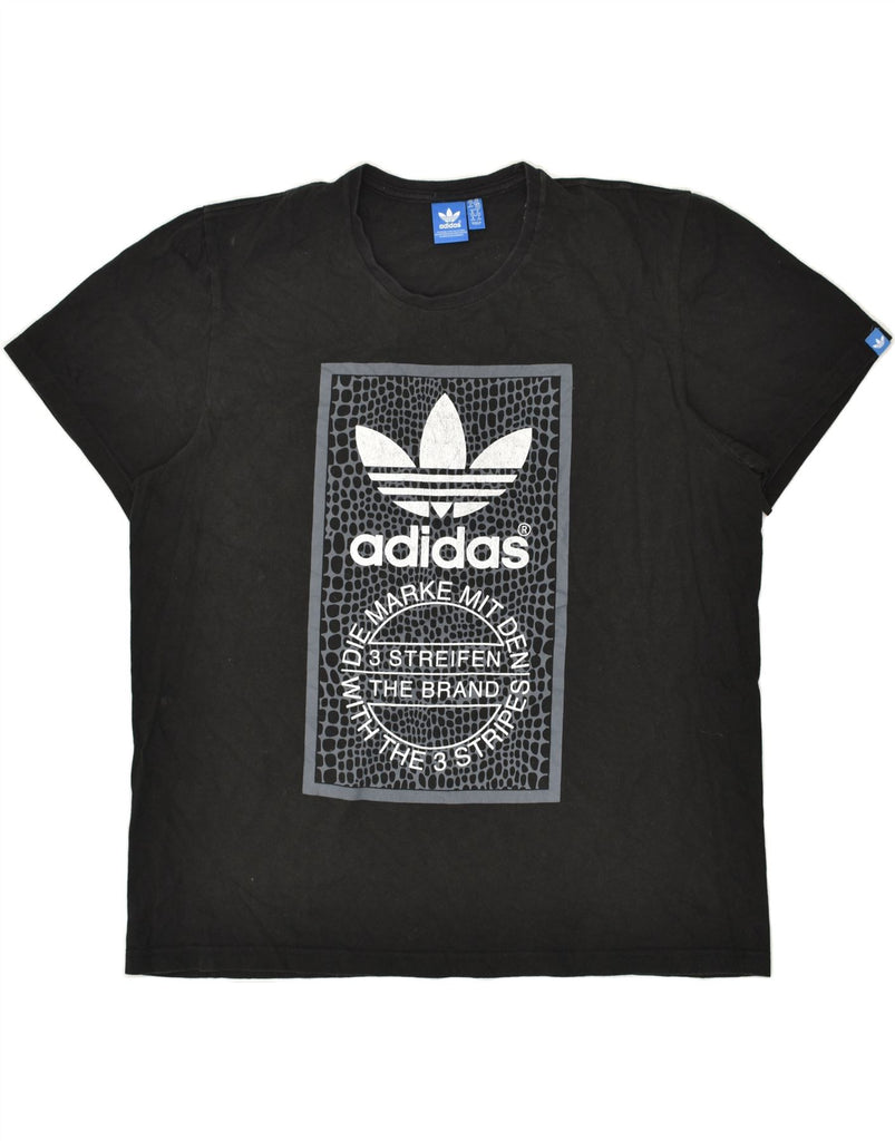 ADIDAS Mens Graphic T-Shirt Top 2XL Black Cotton | Vintage Adidas | Thrift | Second-Hand Adidas | Used Clothing | Messina Hembry 