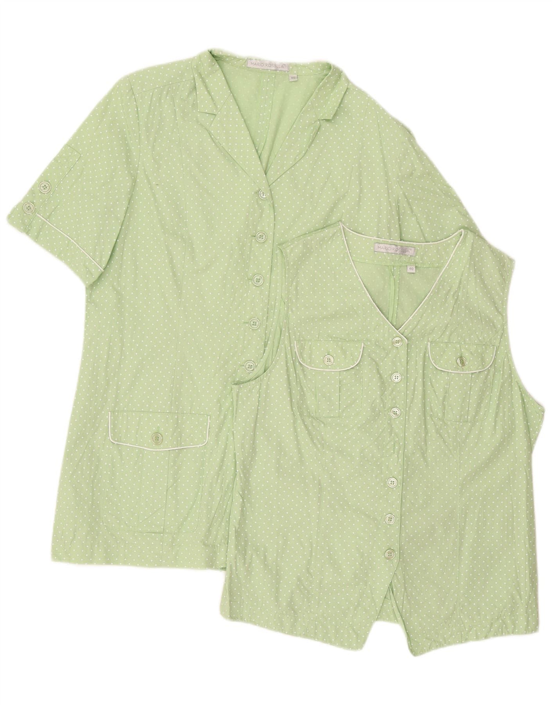 Mario Rosella Womens 2 Piece Set EU 40 Medium Green Polka Dot Cotton