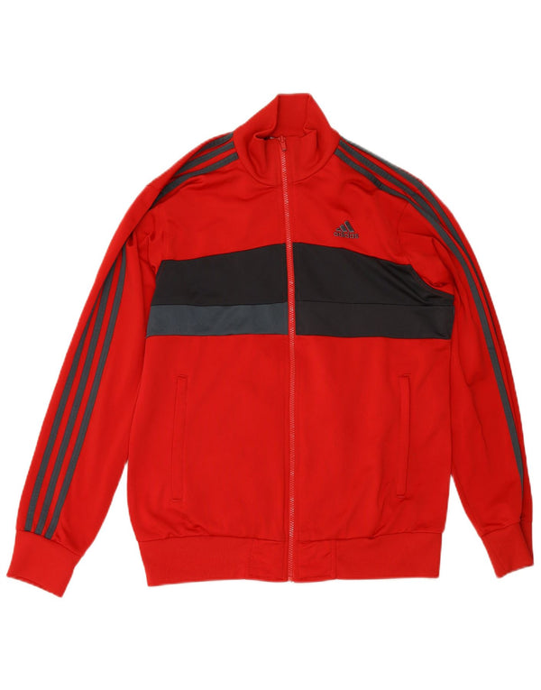 ADIDAS Mens Tracksuit Top Jacket UK 38/40 Medium Red Colourblock Polyester