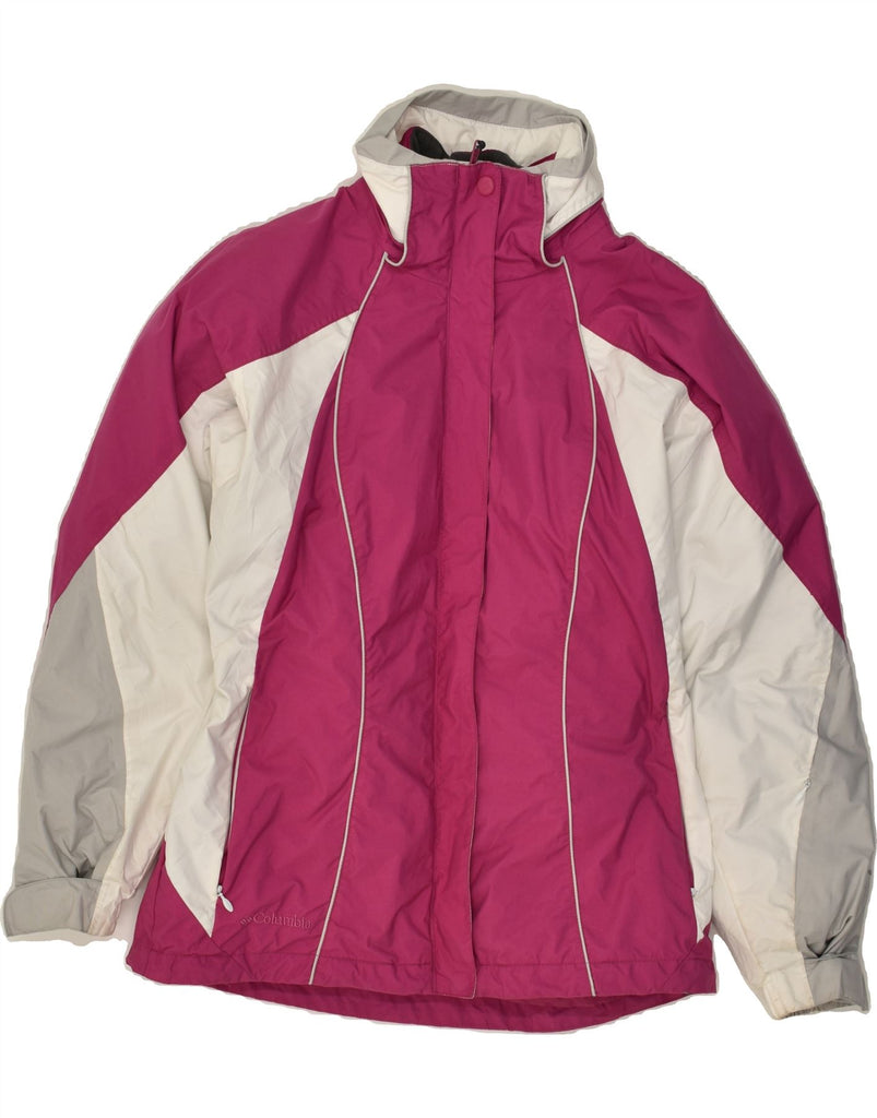 COLUMBIA Womens Windbreaker Jacket UK 14 Medium Pink Colourblock Polyester | Vintage Columbia | Thrift | Second-Hand Columbia | Used Clothing | Messina Hembry 