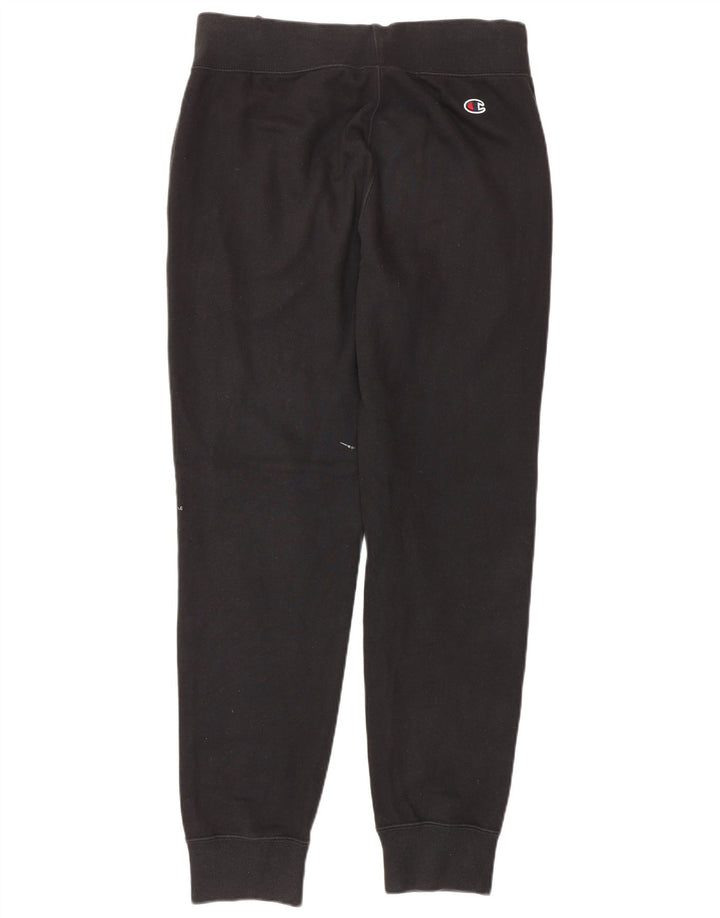 CHAMPION Mens Graphic Tracksuit Trousers Joggers Small  Black Cotton