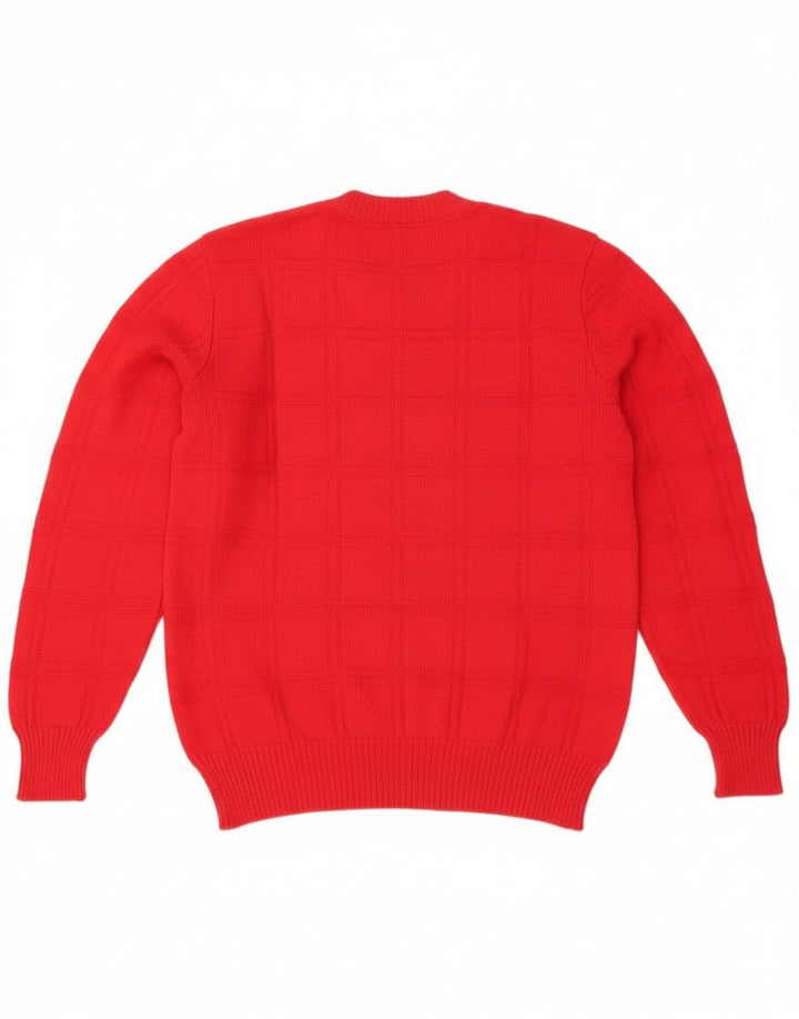 Vintage Womens V-Neck Jumper Sweater UK 14 Medium Red