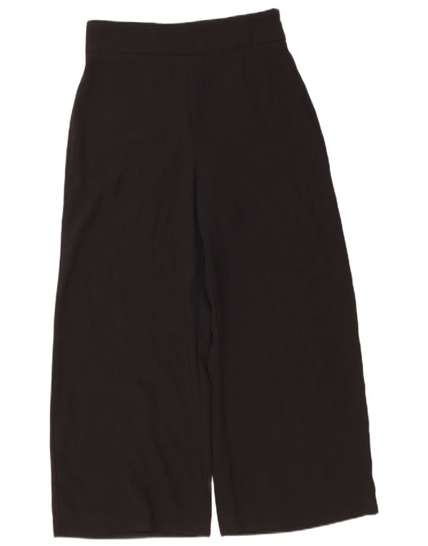 Zara Womens High Waist Wide Leg Cropped Trousers Medium W28 L24 Black