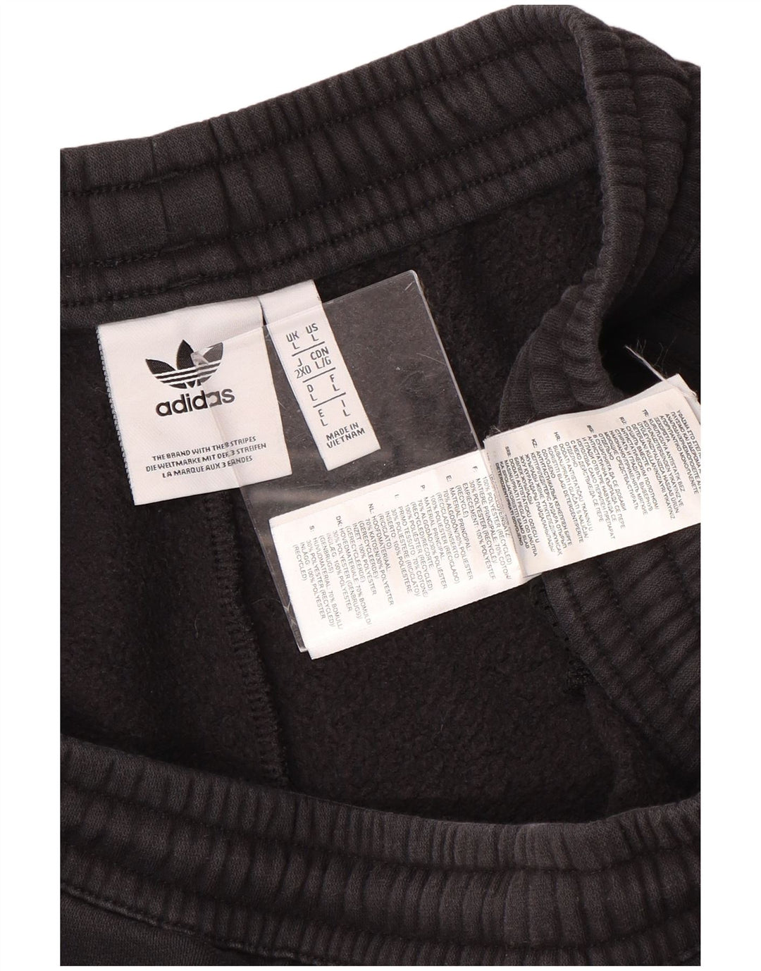 ADIDAS Mens Tracksuit Trousers Joggers Large Black Colourblock Cotton