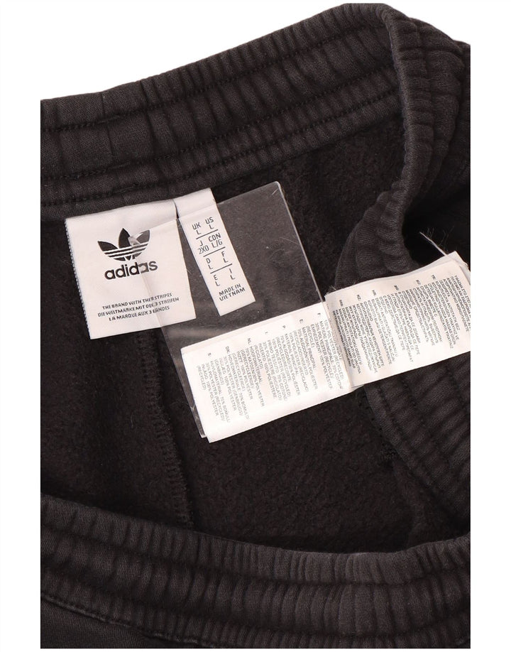 ADIDAS Mens Tracksuit Trousers Joggers Large Black Colourblock Cotton