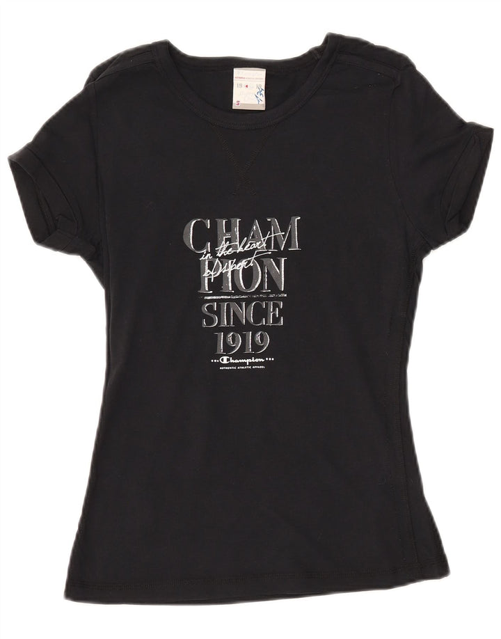 CHAMPION Womens Heritage Classics Graphic T-Shirt Top UK 10 Small Black