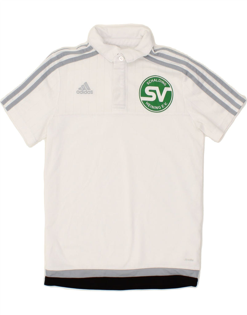 ADIDAS Boys Polo Shirt 11-12 Years White Polyester Vintage Adidas and Second-Hand Adidas from Messina Hembry 