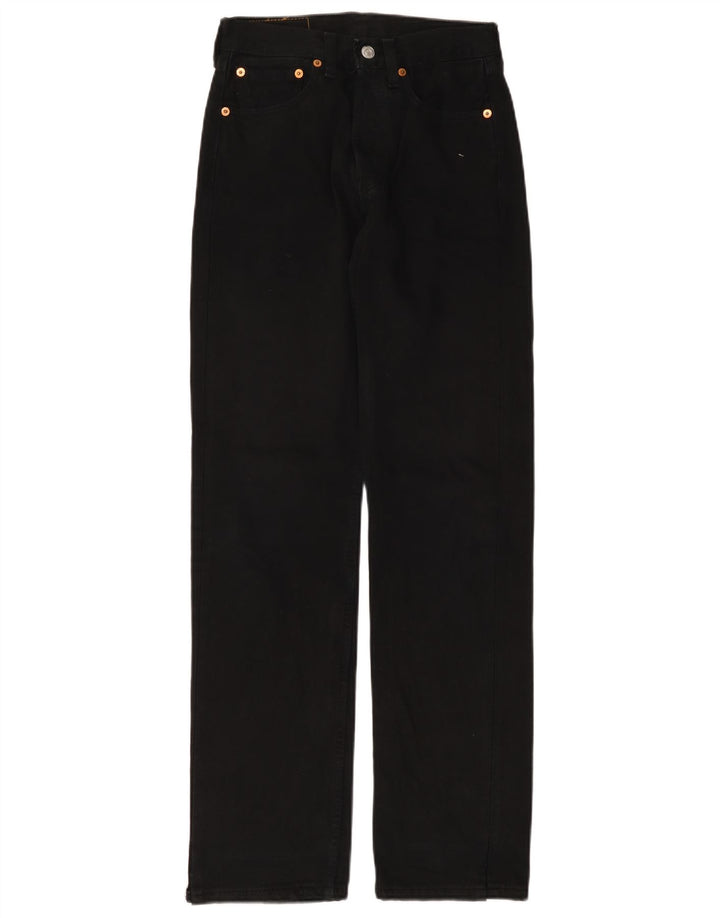 LEVI'S Mens 501 Straight Jeans W26 L32 Black Cotton