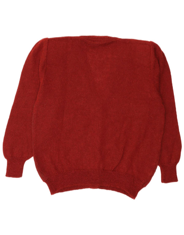 Vintage Womens Cardigan Sweater IT 50 XL Burgundy Floral Mohair