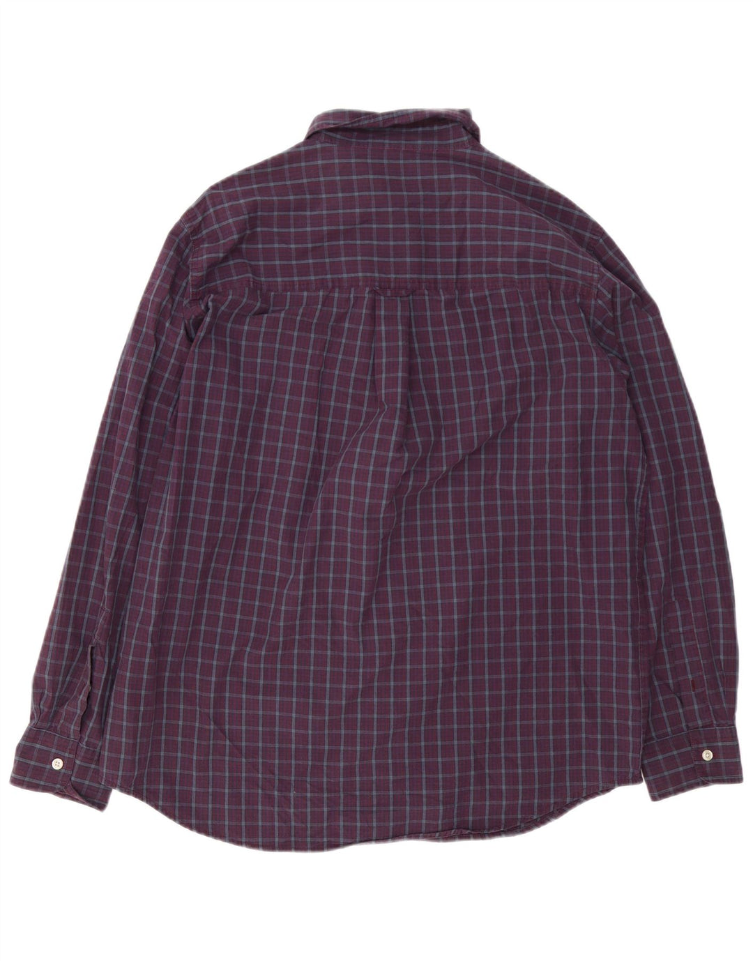 Chaps Mens Easy Care Shirt Large Burgundy Check Cotton