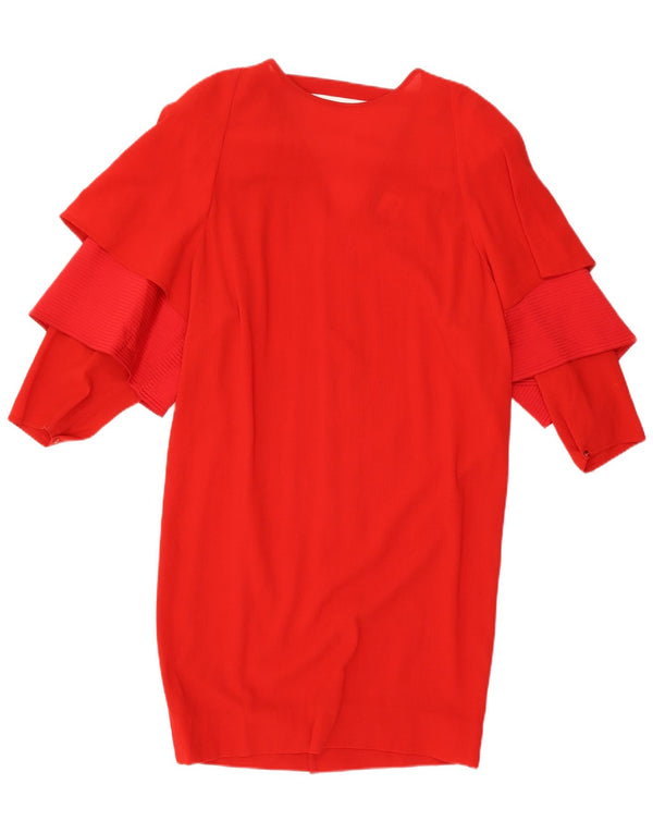 Fendi Womens Long Sleeve Shift Dress UK 18 XL Red Wool