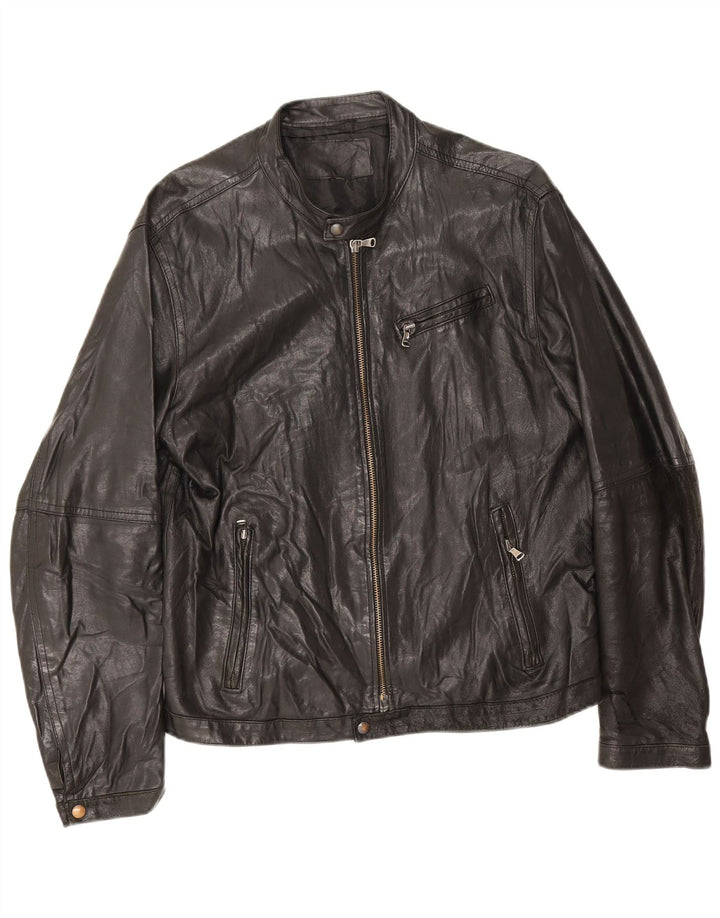 Vintage Womens Leather Bomber Jacket UK 14 Large Black Leather