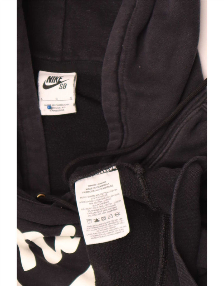 Nike Mens Graphic Hoodie Jumper Large Black Polyester