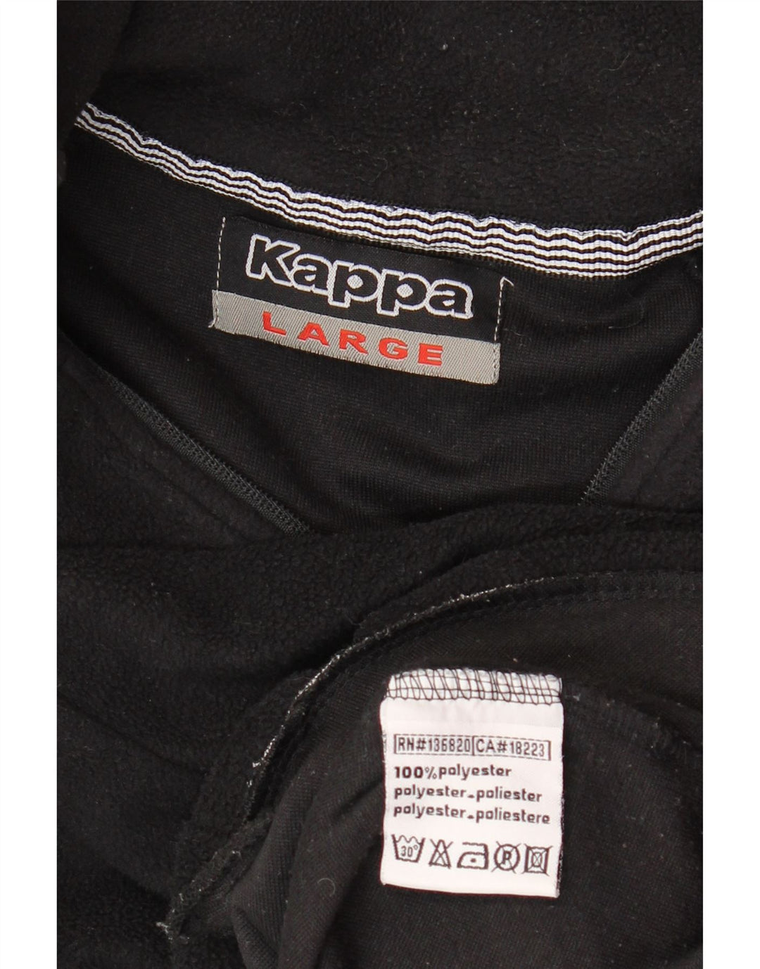 KAPPA Mens Zip Neck Fleece Jumper Large Black Polyester