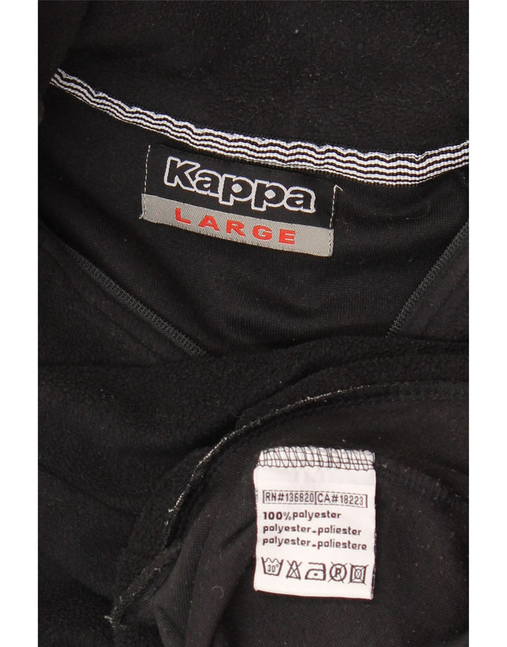 KAPPA Mens Zip Neck Fleece Jumper Large Black Polyester