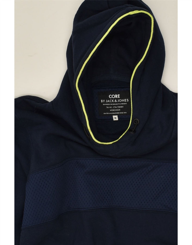 JACK & JONES Mens Hoodie Jumper Medium Navy Blue Colourblock Polyester | Vintage Jack & Jones | Thrift | Second-Hand Jack & Jones | Used Clothing | Messina Hembry 