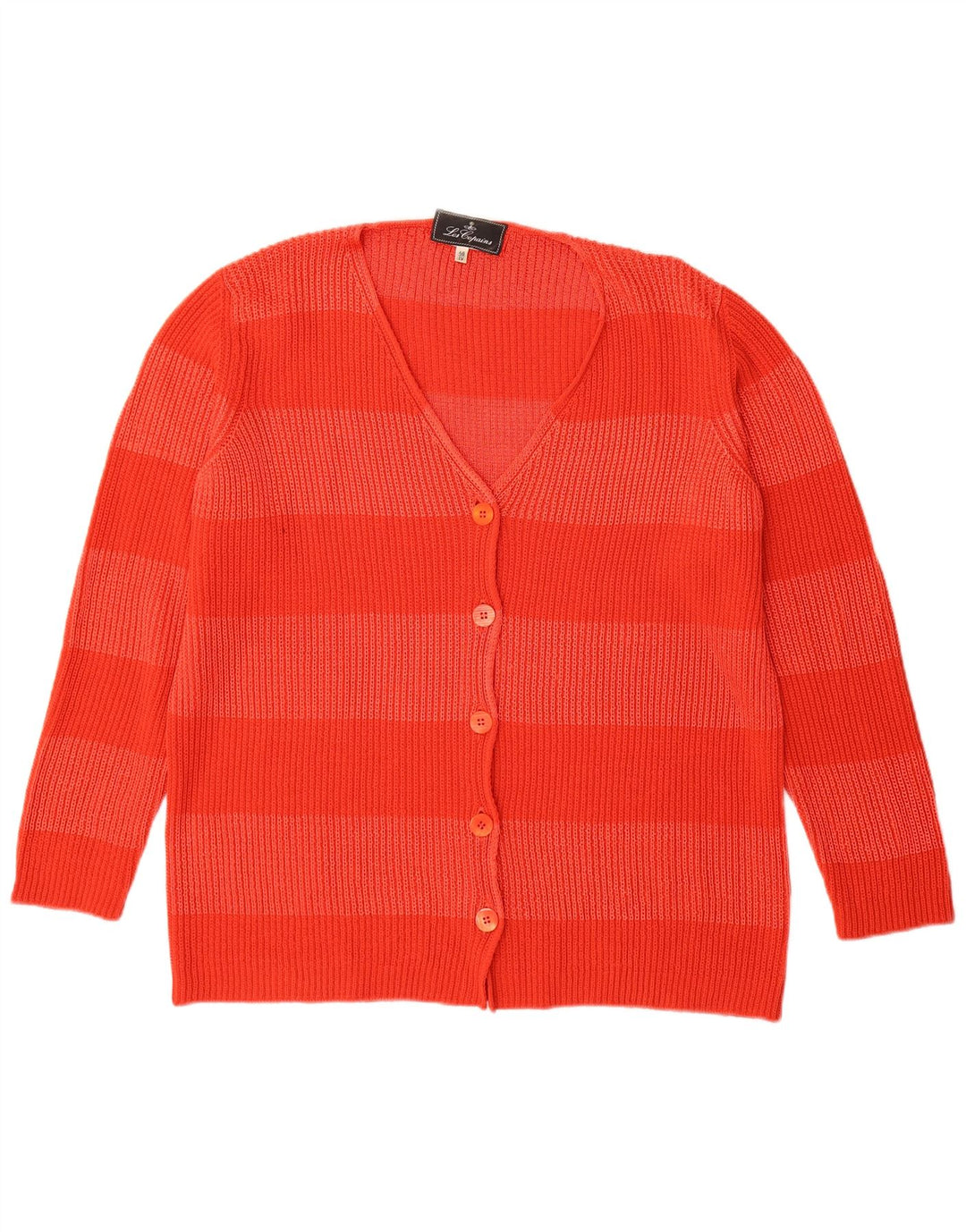 Les Copains Womens Longline Cardigan Sweater IT 46 Large Red Striped