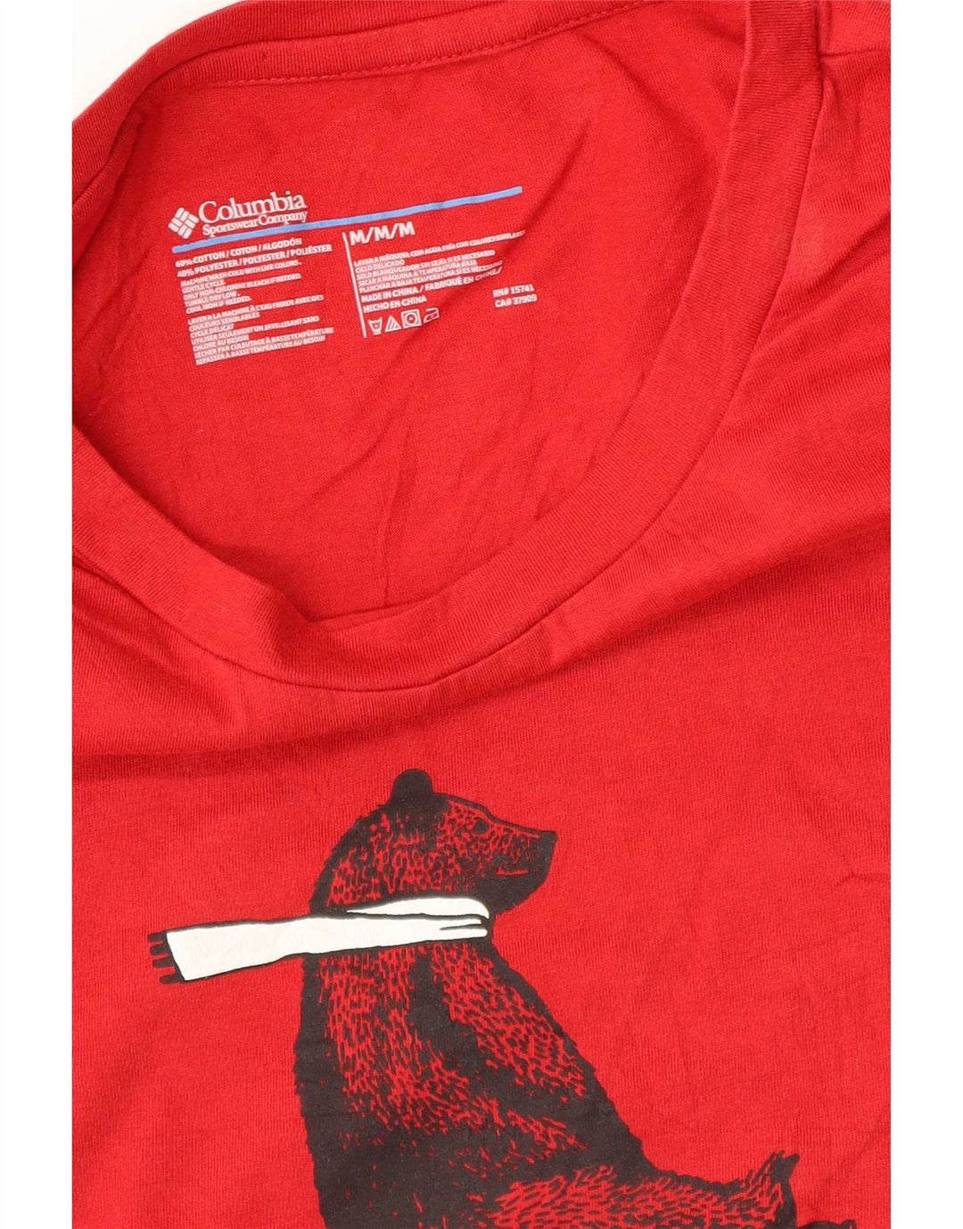 Columbia Mens Graphic T-Shirt Top Medium Red Cotton